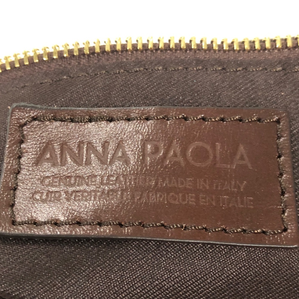 Anna Paola Leather bucket bag Green and light brown - Picture 12 of 16